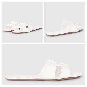 RODO Leather Flat Slide Sandals white size 36 US 5 made in Italy